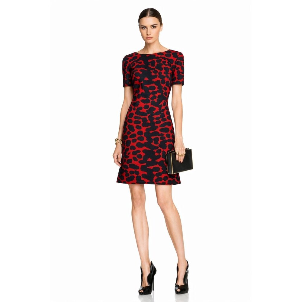 Power Femme DKNY Leopard A-line Scuba Dress | Executive Edge | 12 |EUC
